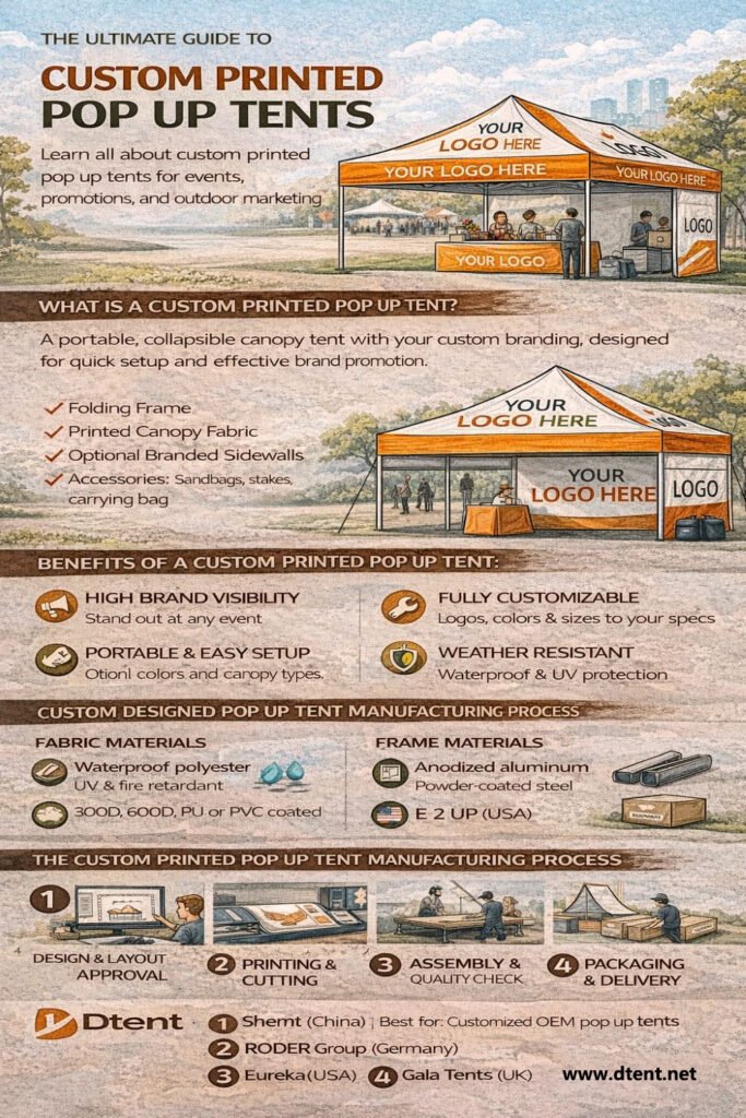 Custom Printed Pop Up Tent: The Complete Guide to Design, Materials, Manufacturing, and Leading Factories